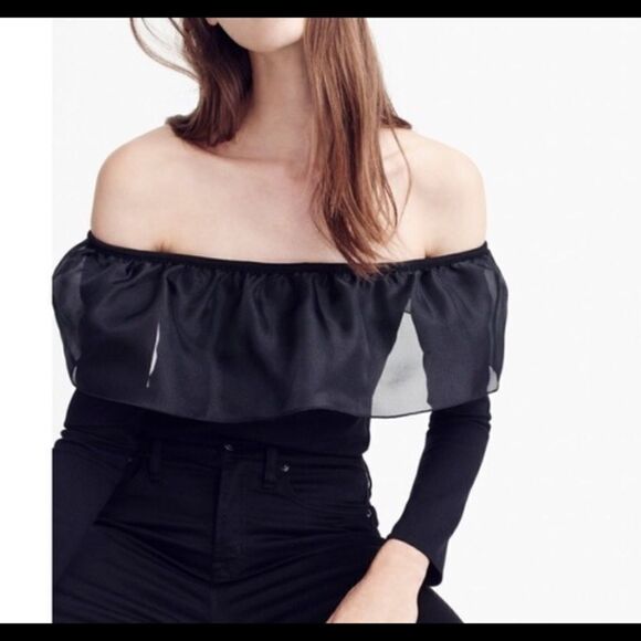 NWT J.Crew Organza Off Shoulder Ruffle Blouse - Picture 2 of 6